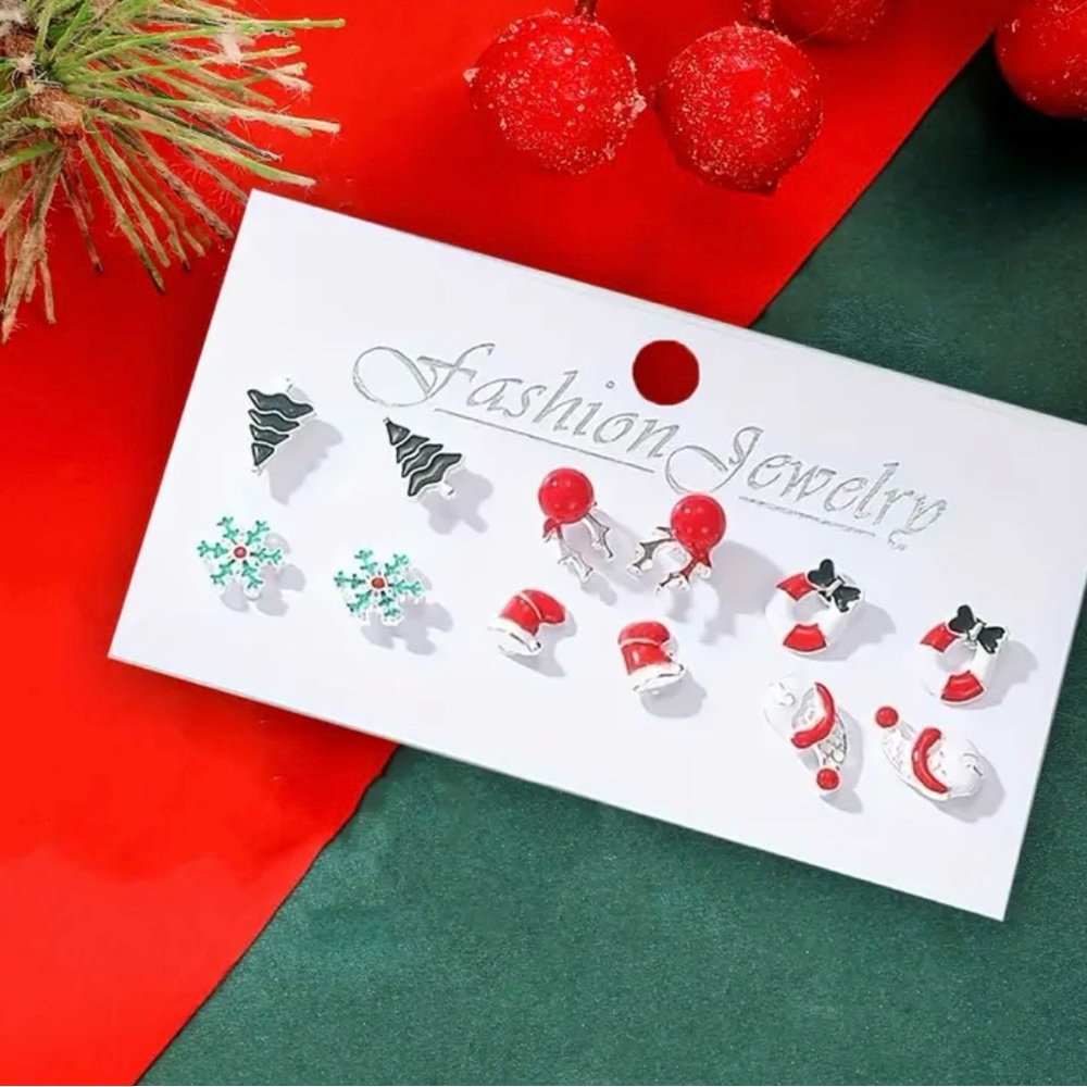 Festive Holiday Earring Set - set of 6 pairs